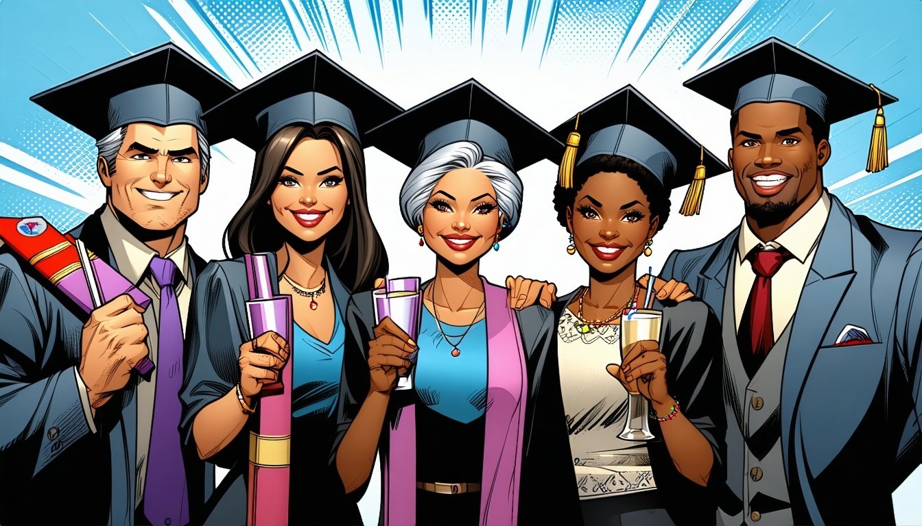 A group of accountants celebrating their graduation