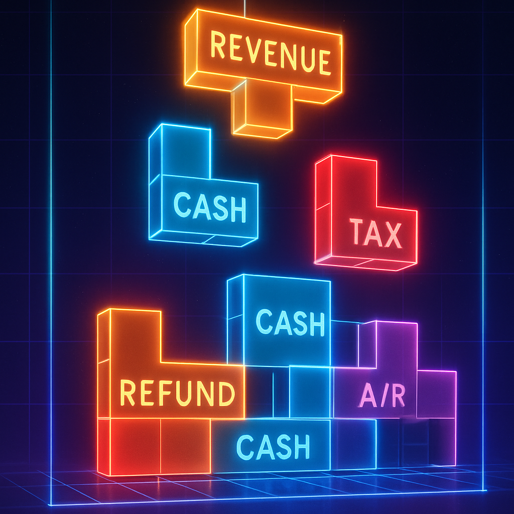 An accounting-themed Tetris game.